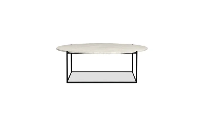 Mobital Lola Coffee Table Travertino Marble Black Powder Coated Legs WCO-LOLA-TRAV-PCBLA