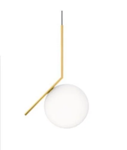 Mobital Luna Pendant Lamp 12″ Bulb White Glass Polished Gold Frame ALP-LUNA-GOPA-D12