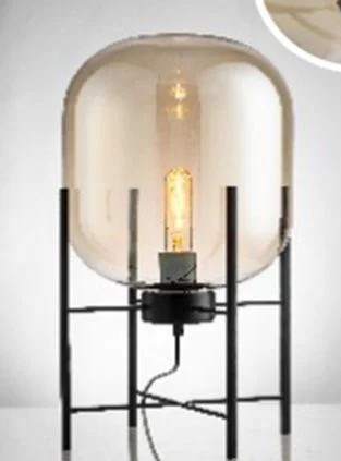 Mobital Montgolfier Table Lamp Amber Glass Black Powder Coated Frame ALT-MONT-BLAC-AMBER