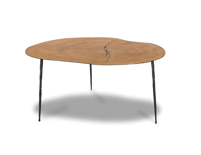 Mobital Oakley Tall Coffee Table Natural Oak Veneer On Metal Black Hammered Iron Legs WCO-OAKL-OAK9-TALL9