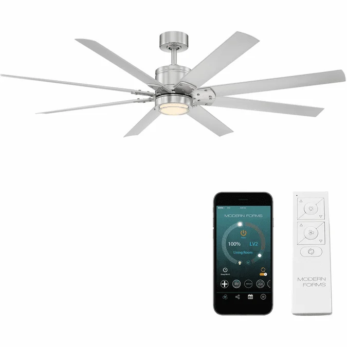 Modern Forms FR-W2001-66L-BN/TT Renegade Brushed Nickel Titanium LED Interior / Exterior 66″ Ceiling Fan