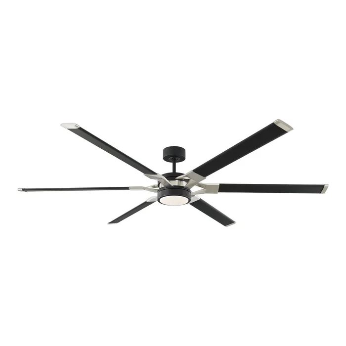 Monte Carlo Loft 72″ Ceiling Fan w/LED – Midnight Black/Brushed Steel – 6LFR72MBKD