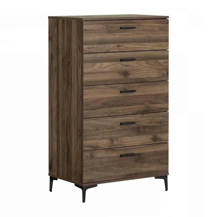Musano 5-Drawer Chest – Natural Walnut|Commode verticale Musano 5tiroirs – noyer naturel