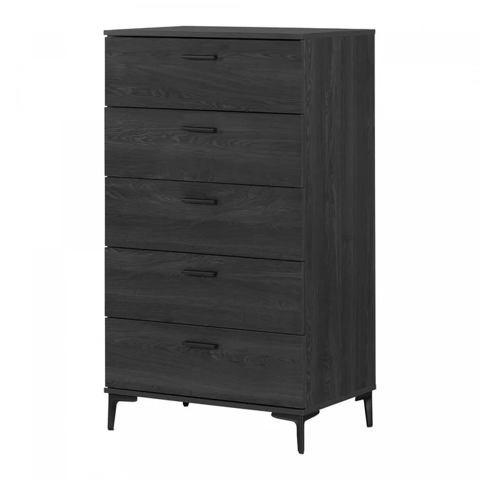 Musano 5-drawer Chest With Metal Legs – Gray Oak | Commode verticale Musano 5tiroirs avec pattes en mtal – chne gris