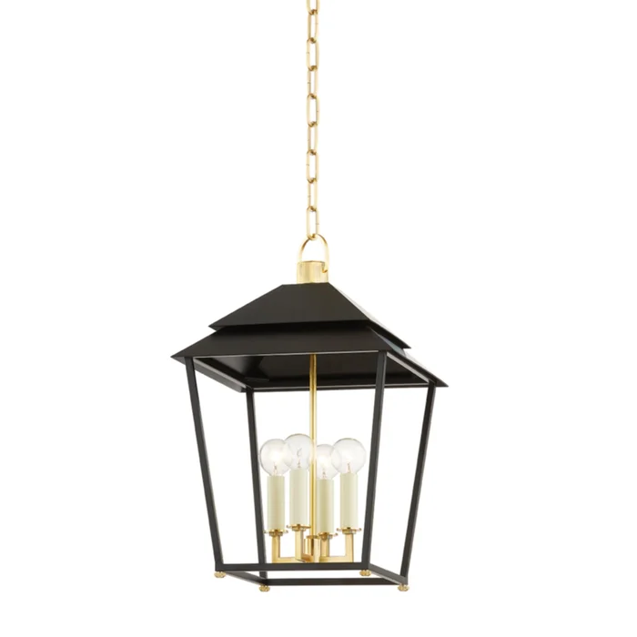 Natick 4-Light Lantern in Aged Brass 12.5L x 12.5W x 19.25H