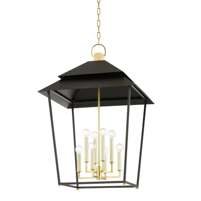Natick 8-Light Lantern in Aged Brass 24L x 24W x 36H