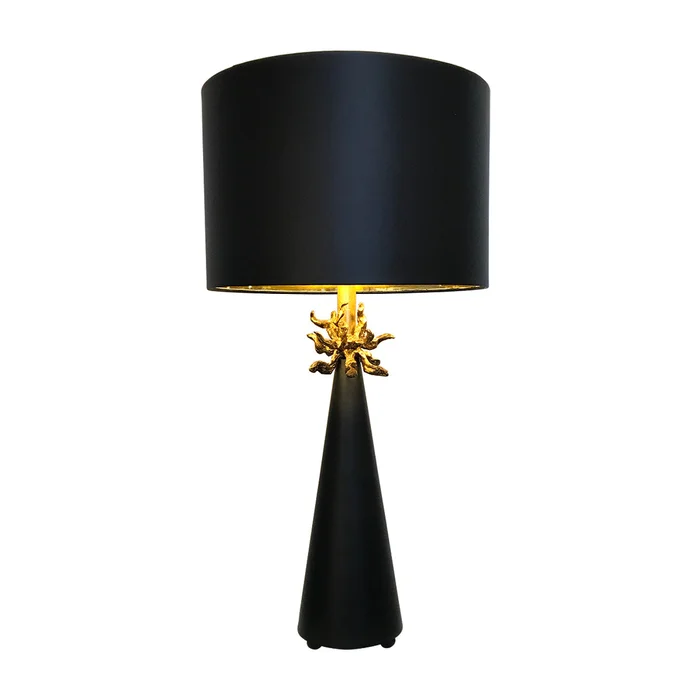 neo black buffet table lamp by lucas mckearn with distressed gold accents and inside of shade