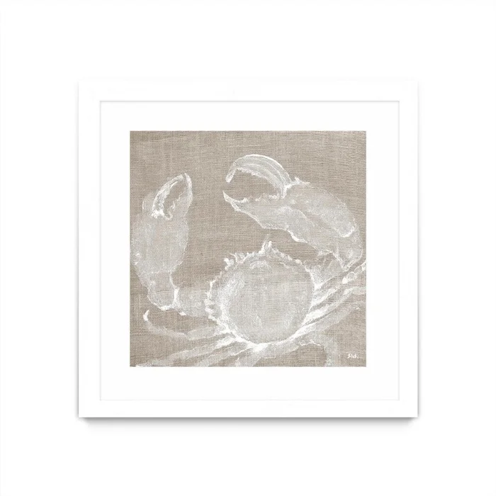 Neutral Surf Side I Matted and Framed White 36×36 Wall Art|uvre dart murale encadre blanche et mate Neutral Surf Side I 36×36