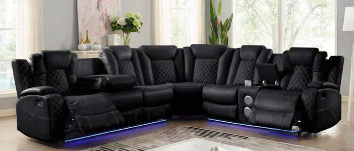 New Classic Orion 3pc Power Reclining Sectional in Black