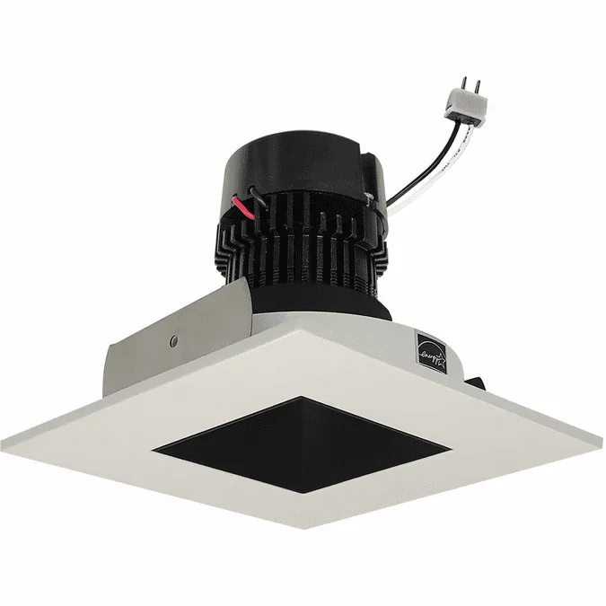 Nora NPRLV-4SNDSQBW 4 Inch Pearl Contemporary Black / White LED Square Retrofit Reflector with Square Aperture Down Lighting Insert