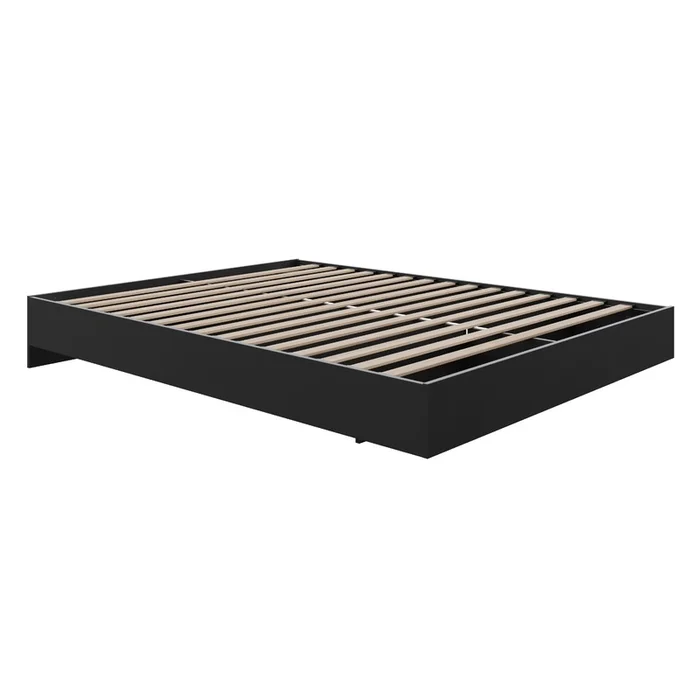 Nordika Queen Platform Bed – Black | Grand lit plateforme Nordika – noir | D08HBGP2