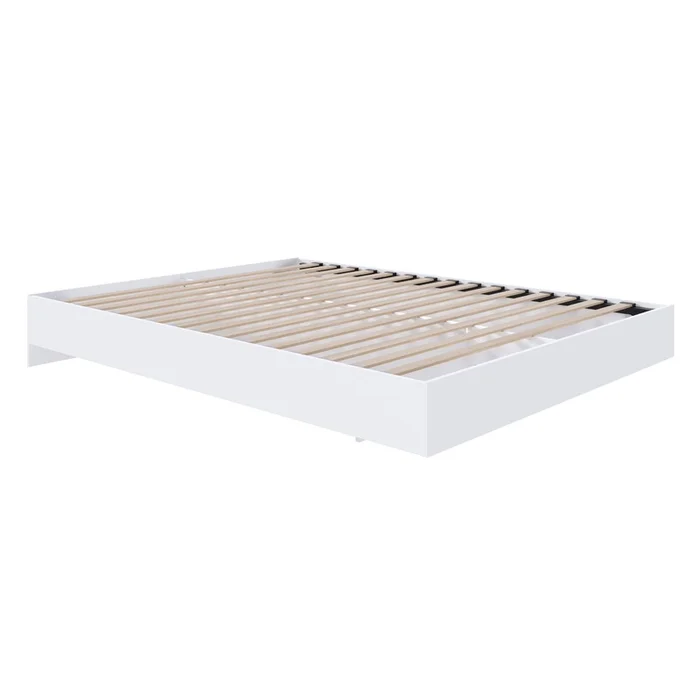 Nordika Queen Platform Bed – White | Grand lit plateforme Nordika – blanc | D08HT2XR