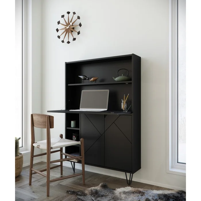 Nordika Secretary Desk – Black | Bureau secrtaire Nordika – noir | D08H4LEI
