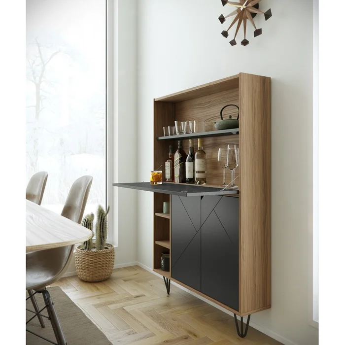 Nordika Secretary Desk – Nutmeg/Charcoal | Bureau secrtaire Nordika – muscade et anthracite | D08HSMBH