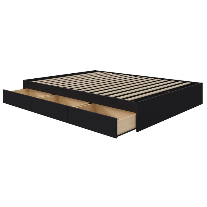 Nordika Twin Storage Platform Bed – Black | Lit plateforme simple Nordika avec rangement – noir | D08H2OMN