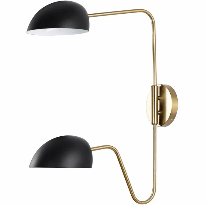 Nuvo 60/7393 Trilby Contemporary Matte Black / Burnished Brass Wall Swing Arm Lamp