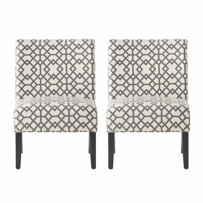 Oliver Linen-look Fabric Accent Chair Set Of 2 With Rubberwood Legs,Grey and Ivory | Lot De 2 Fauteuils Dappoint Oliver En Tissu aspect lin Avec Pieds En Bois Dhva – Gris Et Ivoire