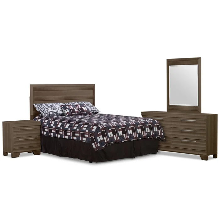 Olivia 4-Piece Queen Bedroom Package Grey|Ensemble de chambre coucher Olivia 4 pices avec grand lit – gris