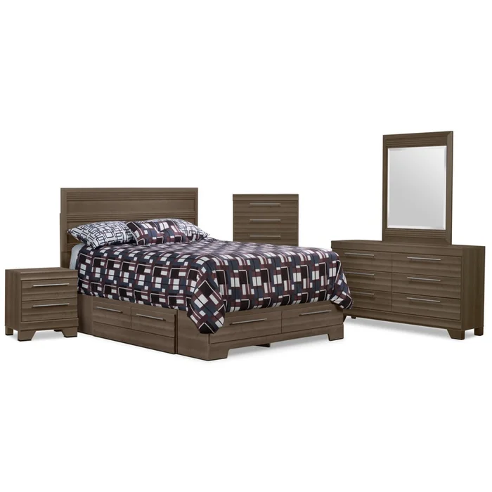 Olivia 7-Piece Full Storage Bedroom Package Grey|Ensemble de chambre coucher Olivia 7 pices avec lit double de rangement – gris|OLVGFSP7