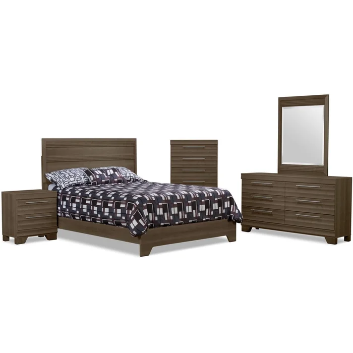 Olivia 7-Piece Queen Bedroom Package Grey|Ensemble de chambre coucher Olivia 7 pices avec grand lit ou lit double – gris|OLVGQFP7