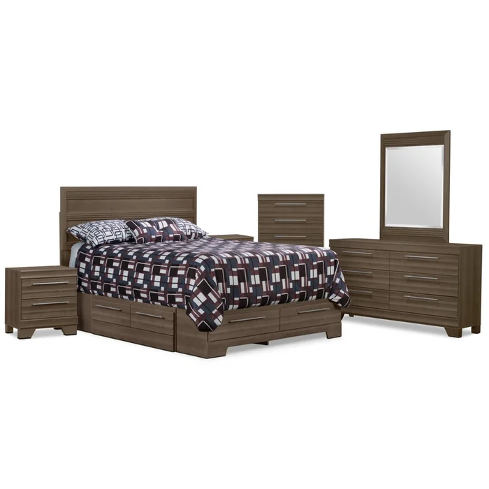 Olivia 8-Piece Full Storage Bedroom Package Grey|Ensemble de chambre coucher Olivia 8 pices avec lit double de rangement – gris|OLVGFSP8