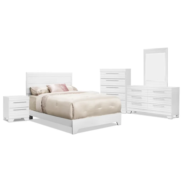 Olivia 8-Piece Queen Bedroom Package White|Ensemble de chambre coucher Olivia 8 pices avec grand lit ou lit double – blanc|OLVWQFP8