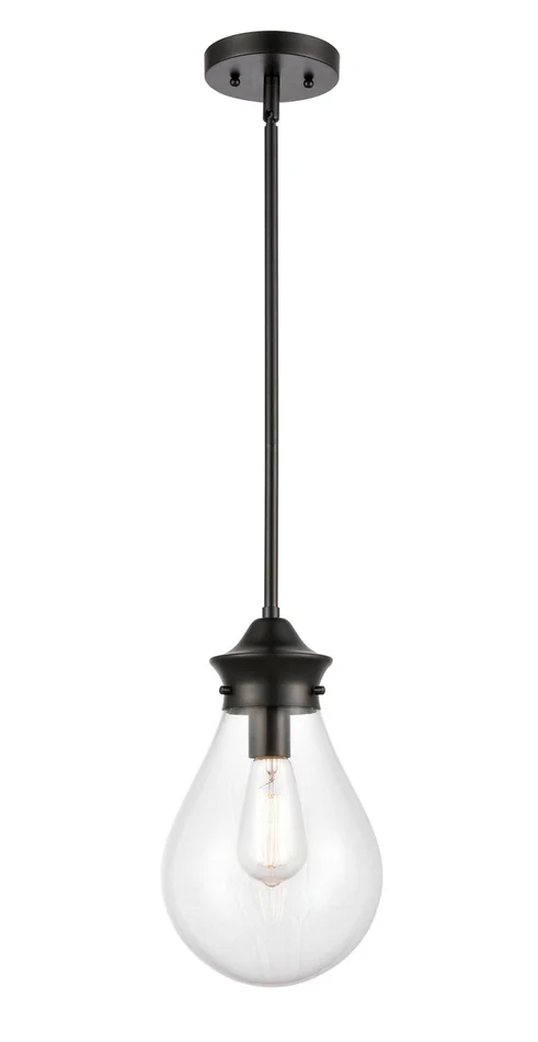 One Light Mini Pendant in Matte Black (405|414-1S-BK-8CL-LED)