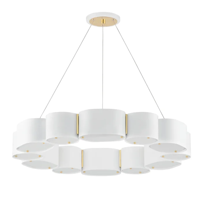 Opal 12-Light Chandelier in Soft White/Vintage Brass 30L x 30W x 4H