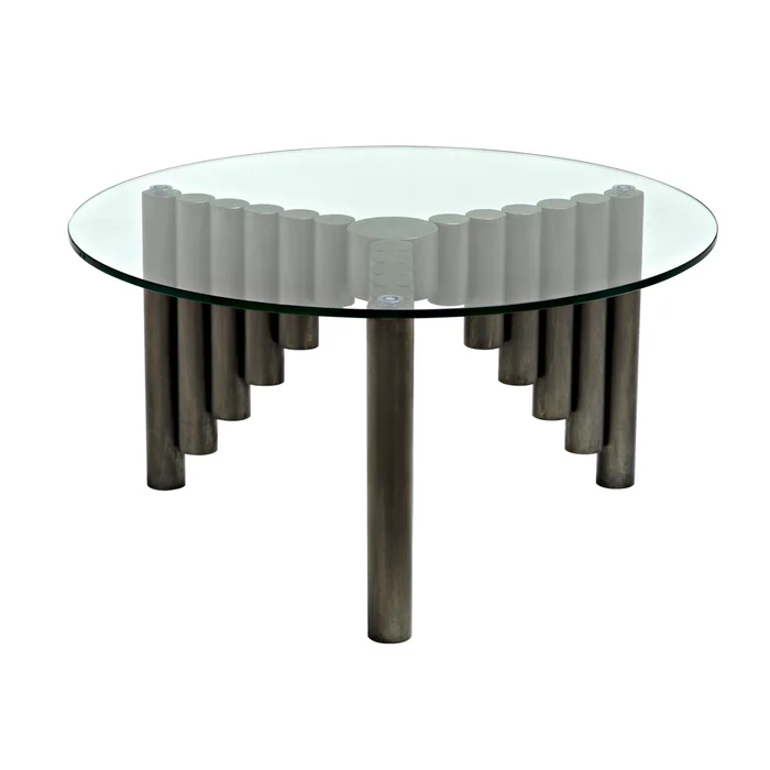 organum coffee table, gun metal finish