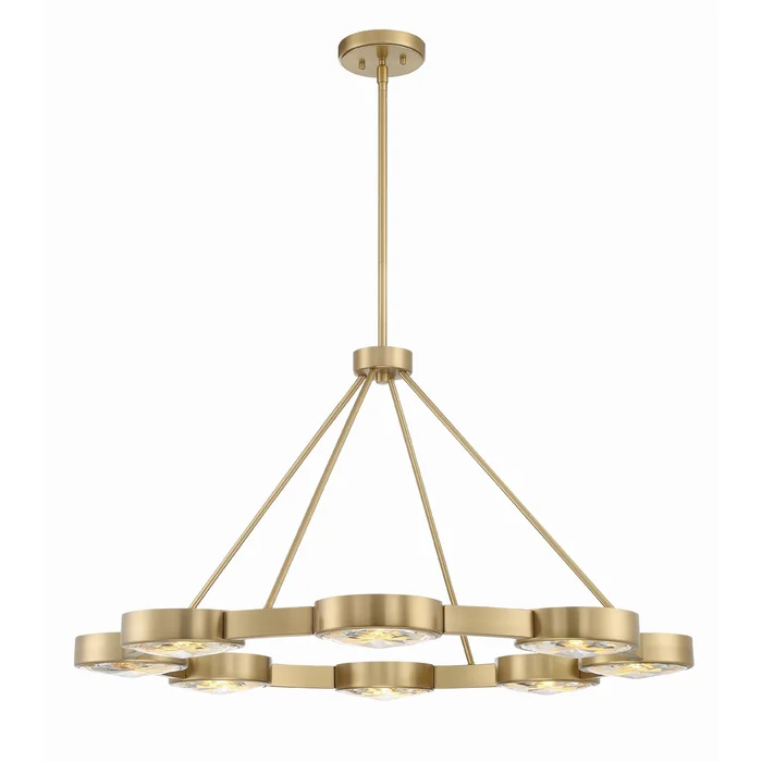 Orson 8 Light Modern Gold Chandelier Glass 38.5″W x 21.5″H x 38.5″D