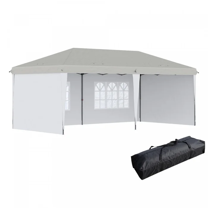 Outsunny 10’x 20′ Outdoor Pop Up Canopy Tent Party Tent Commercial Instant Shelter W/ Carrying Bag W|Outsunny 10’x 20′ Abri Instantane Tente De Partie, Auvent D’exterieur Avec Sac De Transport, Blanc