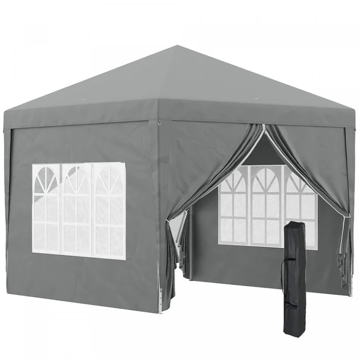 Outsunny 10’x10′ Outdoor Pop Up Party Tent Gazebo Canopy With Carrying Bag (light Grey)|Outsunny 10’x10′ Tente De Fete Exterieure Avec Sac De Transport, Gris Clair