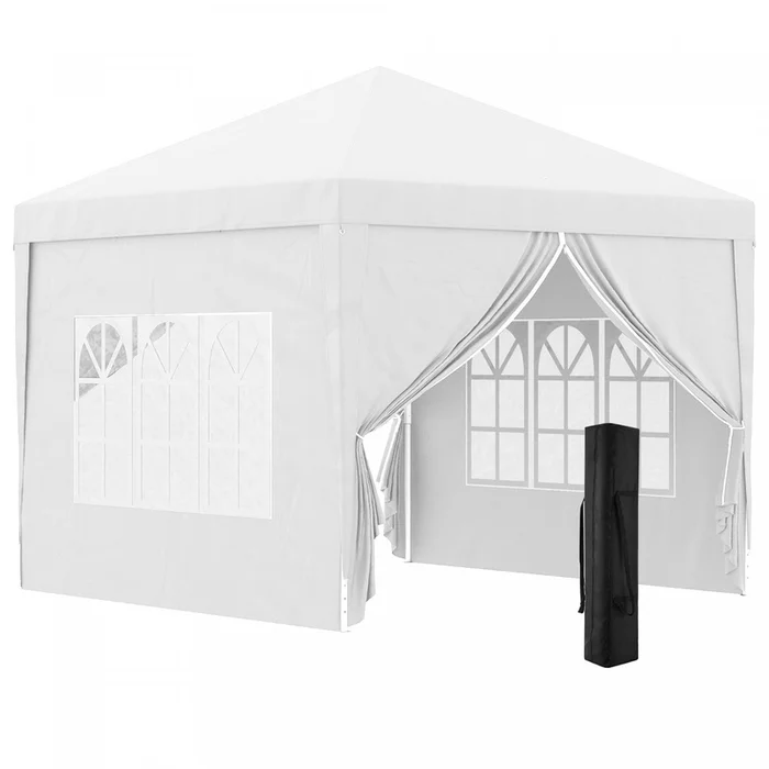 Outsunny 10’x10′ Outdoor Pop Up Party Tent Gazebo Canopy With Carrying Bag (white)|Outsunny 10’x10′ Tente De Reception Tonnelle Avec Sac De Transport (blanc)