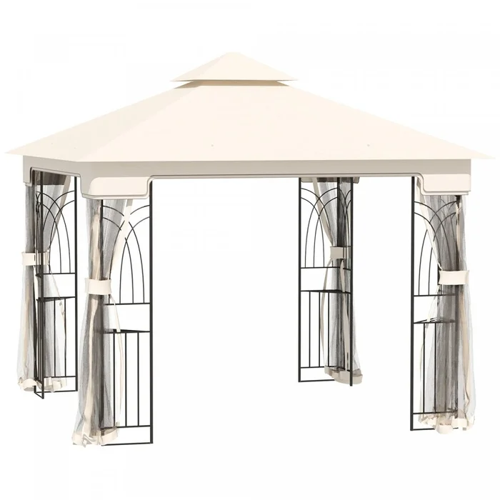 Outsunny 10’x10′ Soft-top Patio Gazebo Deck Canopy, Cream