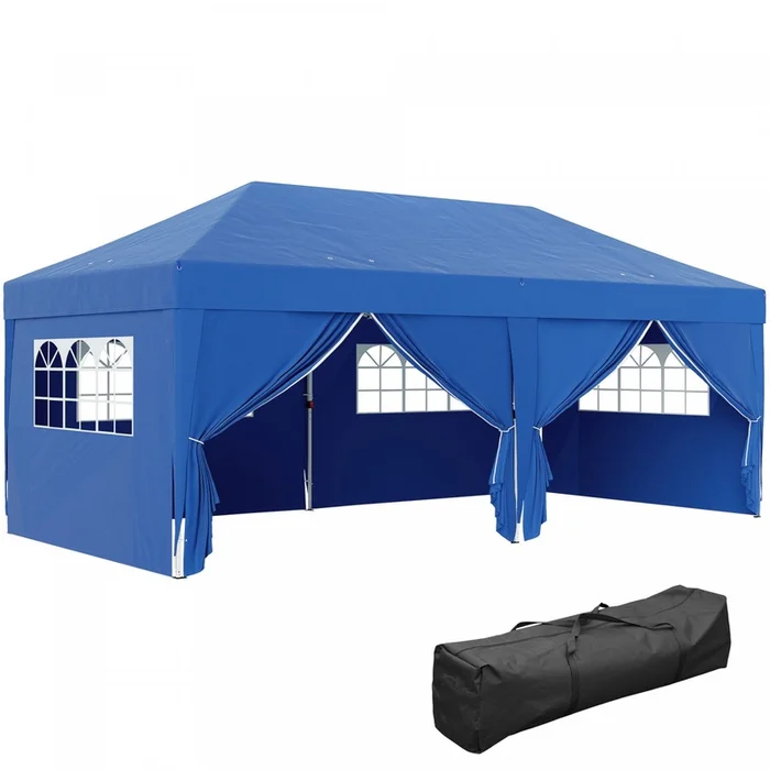 Outsunny 10’x20′ Pop Up Tent Outdoor Easy Folding Gazebo Party Tent Blue