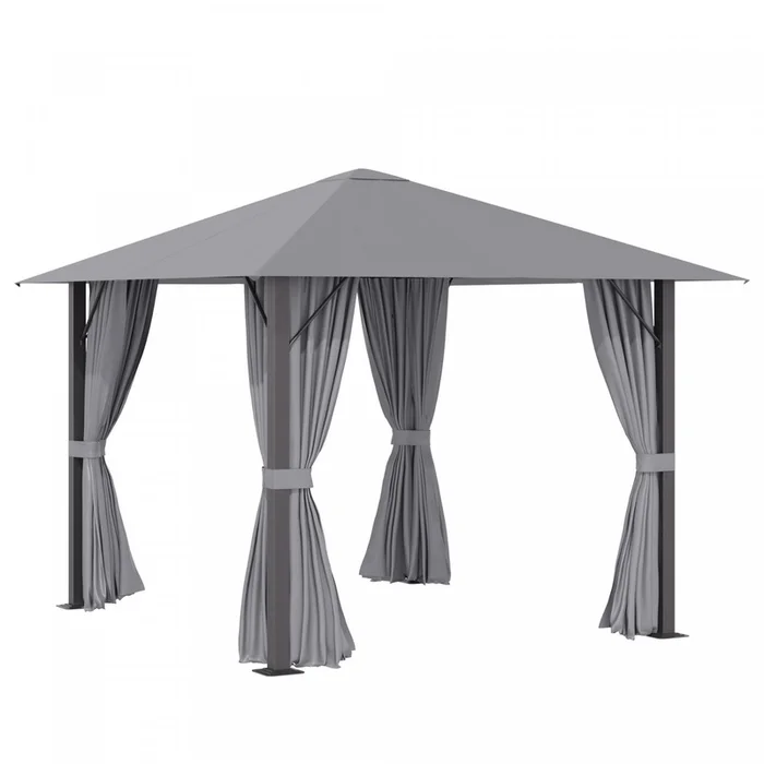Outsunny 10′ X 10′ Patio Gazebo Outdoor Aluminum Frame Canopy Shelter With Curtains, Vented Roof For|Outsunny 10′ X 10′ Tonnelle Pavillon Jardin Patio Terrasse Gazebo Exterieur Avec Parois Laterales Ch