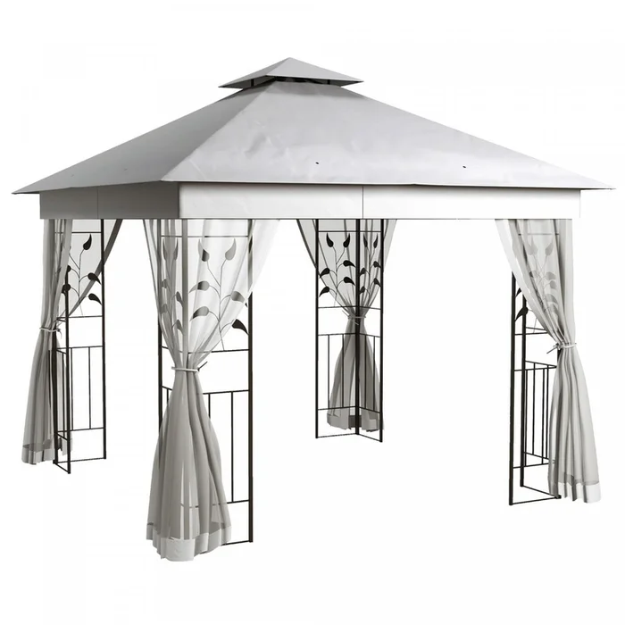 Outsunny 10′ X 10′ Patio Gazebo, Outdoor Gazebo Canopy, Light Grey