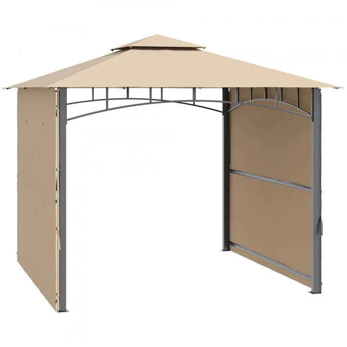 Outsunny 10′ X 10′ Patio Gazebo With Expandable Side Awnings, Outdoor Canopy Shelter With Double Ven|Outsunny 10′ X 10′ Pavillon Tonnelle De Jardin Abri Auvent D’exterieur Avec Double Toit Ventile, Dou