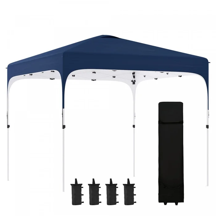 Outsunny 10′ X 10′ Pop Up Canopy Tent, Instant Sun Shelter, Tents For Parties, Height Adjustable, Wi|Outsunny 9.8′ X 9.8′ Pop Up Gazebo Tente Pliable Avec Sac De Transport Et Roues 4 Sacs De Poids Pour