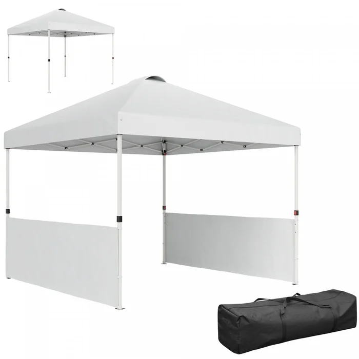 Outsunny 10′ X 10′ Pop Up Canopy Tent With 2 Half Sidewalls, White