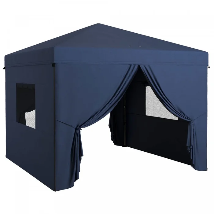 Outsunny 10′ X 10′ Pop Up Canopy Tent With Mesh Windows, Dark Blue|Outsunny Tente Escamotable 10′ X 10′ Avec Fenetres En Maille, Bleu Fonce