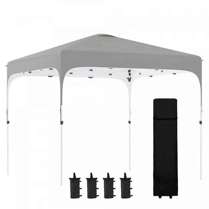Outsunny 10′ X 10′ Pop Up Canopy Tent With Sand Bags, Upf 50+ Instant Sun Shelter, Tents For Parties|Outsunny 9.8′ X 9.8′ Tonnelle Pop Up, Tente D’auvent Pliable Avec Sac De Transport A Roulettes, 4 Sa
