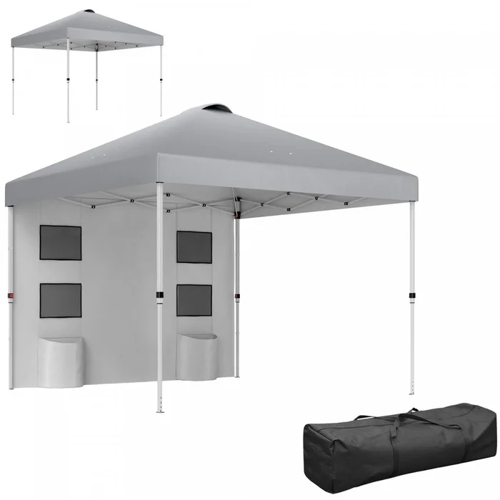 Outsunny 10′ X 10′ Pop Up Canopy Tent With Sidewall, Light Grey