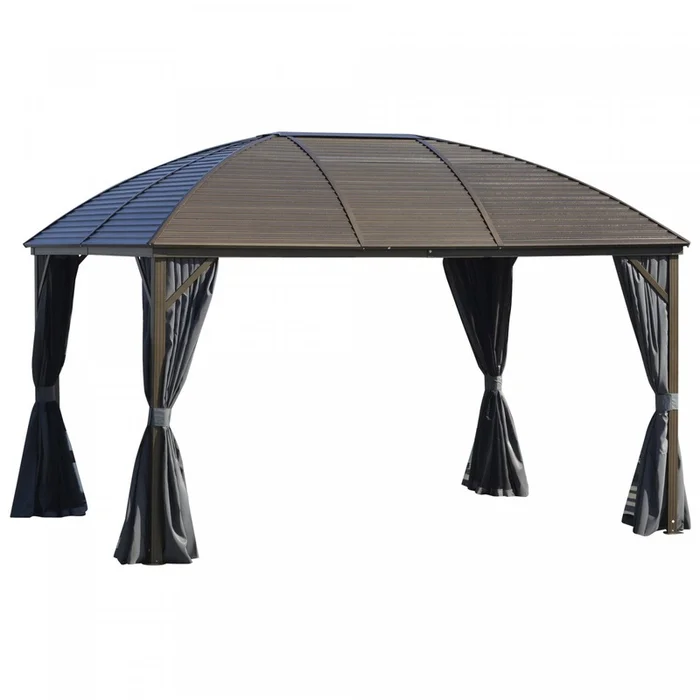 Outsunny 10′ X 13′ Hardtop Gazebo Canopy With Galvanized Steel Roof, Aluminum Permanent Pavilion Out|Outsunny 10′ X 13′ Cadre En Aluminium Patio Gazebo D’exterieur A Toit Rigide Pavillon A Toit Rigide
