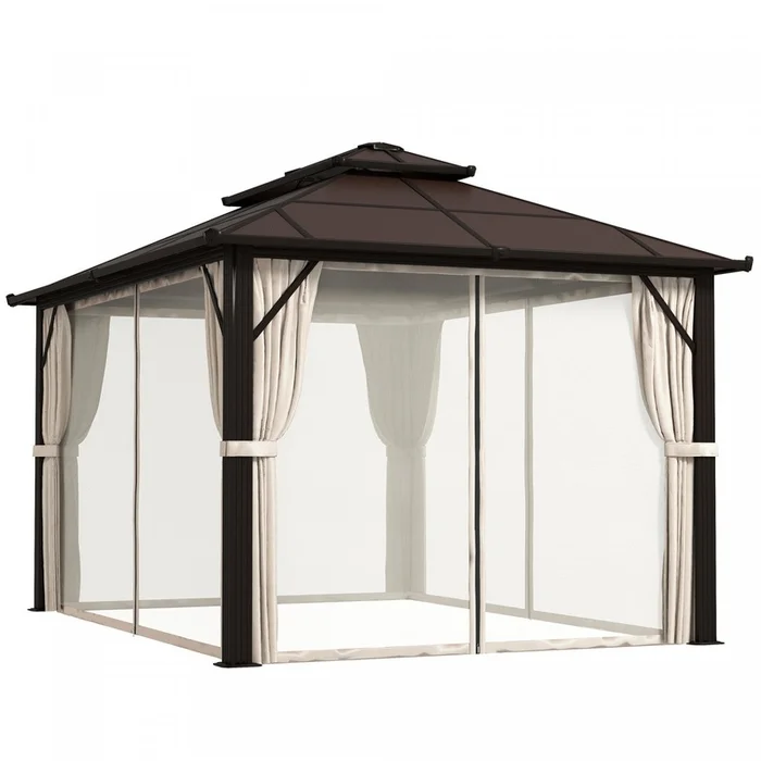 Outsunny 10′ X 13′ Hardtop Gazebo With Polycarbonate Roof, Aluminum Frame