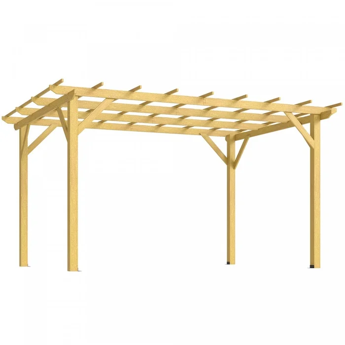 Outsunny 10′ X 13′ Pergola, Fir Wood Gazebo Grape Trellis, Nature Wood