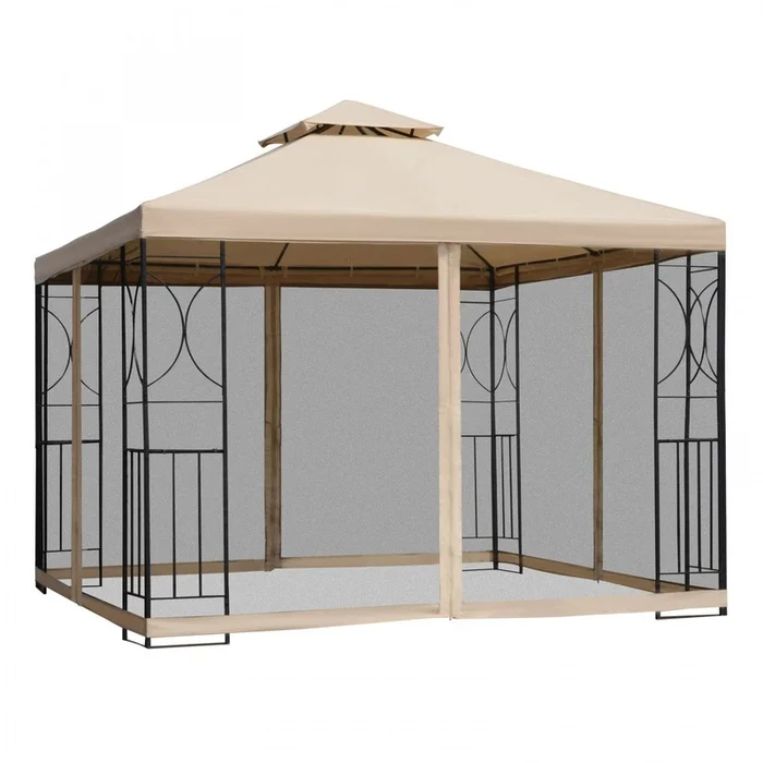 Outsunny 10x10ft Patio Gazebo Outdoor Double Top Pavilion Canopy Garden Event Party Tent Shelter Yar|Outsunny 10x10ft Patio Gazebo Exterieur Double Top Pavillon Auvent Jardin Evenement Fete Tente Abri