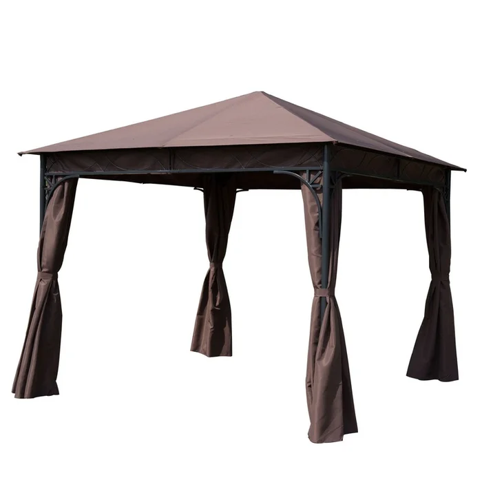 Outsunny 10x10ft Steel Garden Gazebo Patio Canopy Outdoor Event Party Tent Backyard Sun Shelter With|Outsunny 10x10pi Gazebo De Jardin En Acier Patio Auvent Exterieur Evenement Fete Tente Arriere Cour