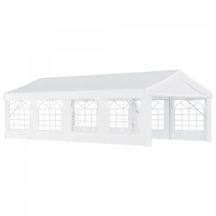 Outsunny 13×26 Heavy-duty Outdoor Carport Party Event Tent Patio Gazebo Canopy With 4 Sidewalls, W|Outsunny 13’x26′ Abri D’auto Exterieur Robuste, Tente D’evenement De Fete Patio Gazebo Canopee Avec