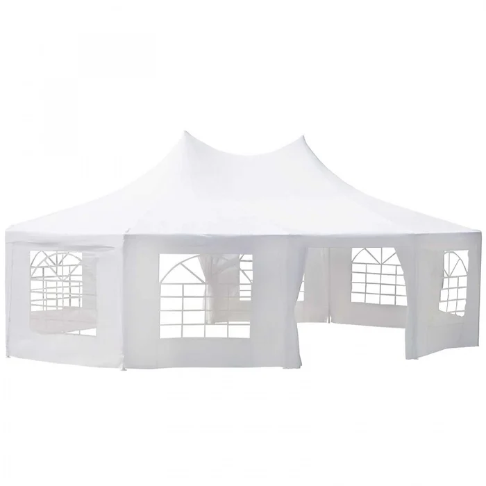 Outsunny 29.2ft High Peak Decagon Event Party Tent, Large Outdoor Canopy Tent Shelter With 10 Remova|Outsunny Tente De Fete Decagonale De 29.2 Pieds A Haut Sommet Avec 10 Murs Amovibles Blanc